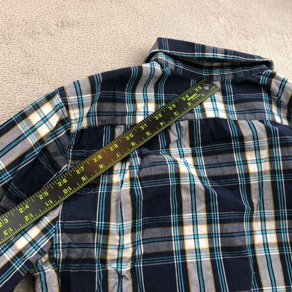George Mens Shirt Small Plaid Long Sleeve Classic Fit Button Down Casual Blue - Picture 7 of 11